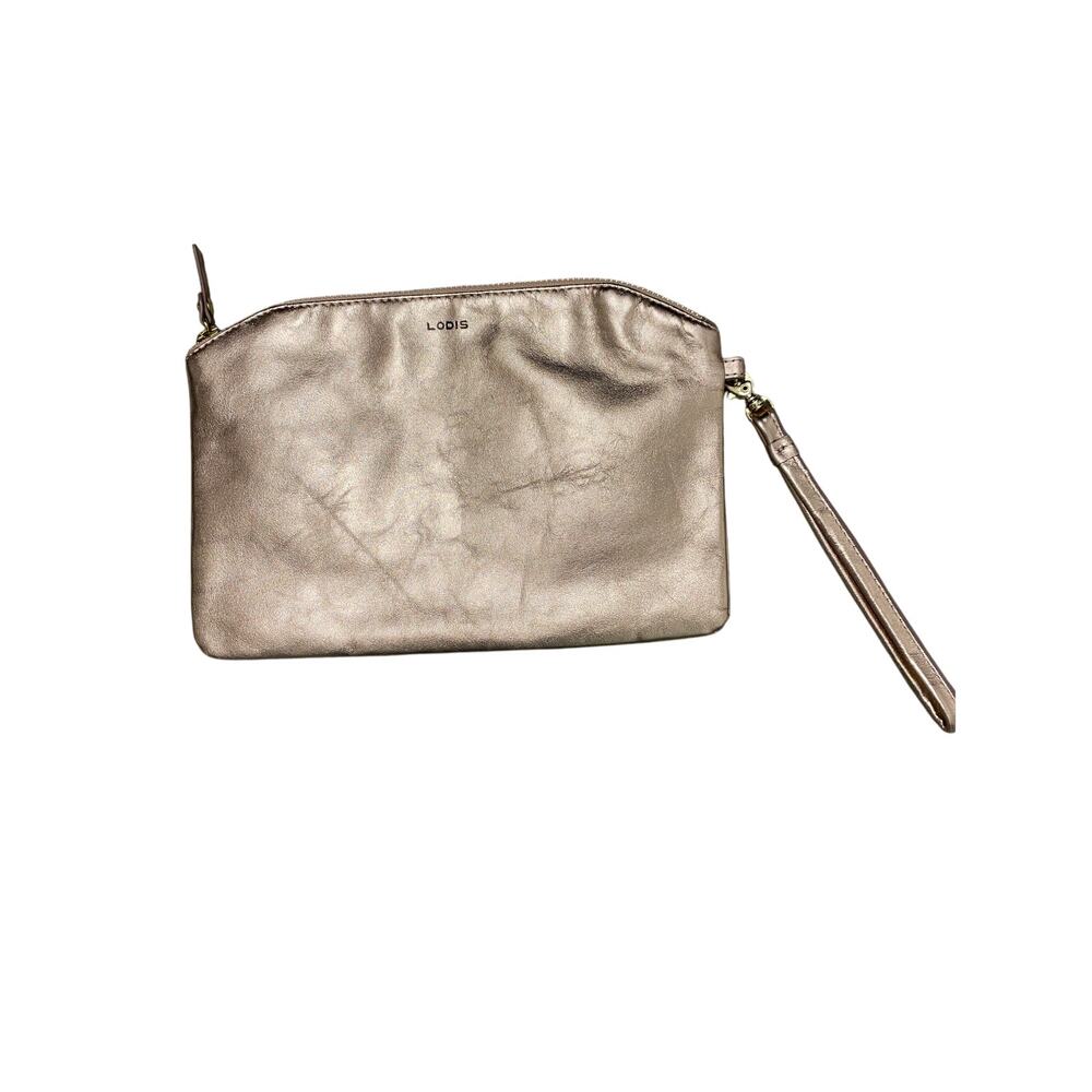 LODIS rose gold leather clutch wristlet